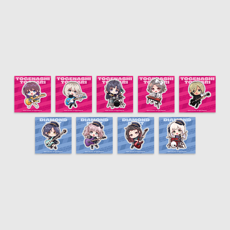 (콜라보) [걸즈 밴드 크라이] 트레이딩 리무버블 스티커 9종 (1팩 3매)