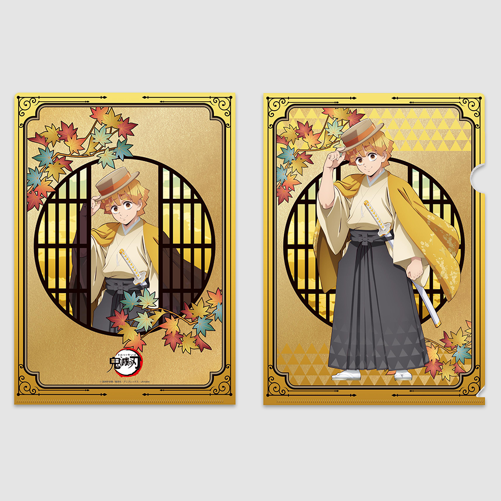 [귀멸의 칼날] 쿄마후 금색 병품 풍 클리어파일 - 아가츠마 젠이츠